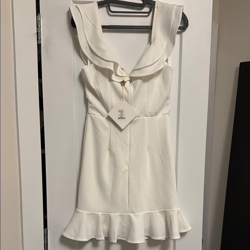 White Ruffle Mini Dress - Picture 2 of 2